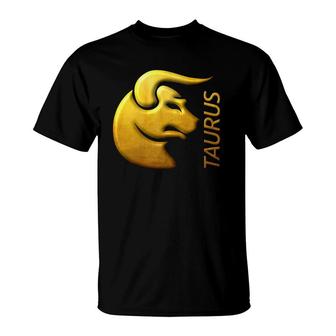 Golden Taurus Zodiac Sign Relief Looks Like Stamped T-Shirt | Mazezy