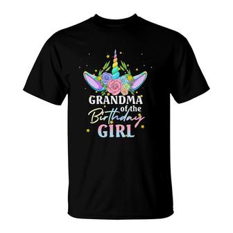 Grandma Of The Birthday Girl Unicorn Rainbow Matching Family T-Shirt | Mazezy DE