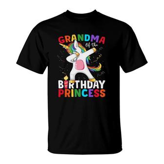 Grandma Of The Birthday Princess Unicorn Dabbing T-Shirt | Mazezy