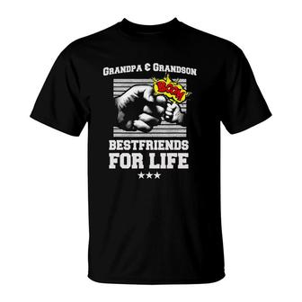 Grandpa Grandson Friends Fist Bump Pop Pop Grandad Pops T-Shirt | Mazezy