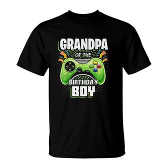 Grandpa Of The Birthday Boy Matching Video Gamer Party T-Shirt - Seseable