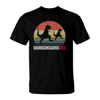 Grandsonsaurus Rex Dinosaur Father's Day For Boy Son T-Shirt | Mazezy