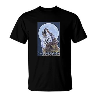 Gray Wolf Howling Colorado T-Shirt | Mazezy