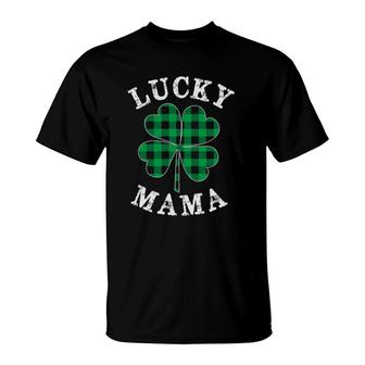 Green Plaid Lucky Mama Matching Family Pajama St Patrick's Day T-Shirt | Mazezy