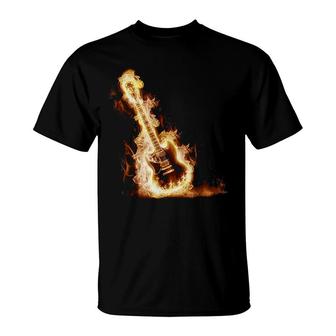 Guitar Fire Design Funny T-Shirt | Mazezy