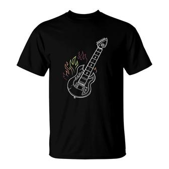 Guitar Fire Design T-Shirt | Mazezy