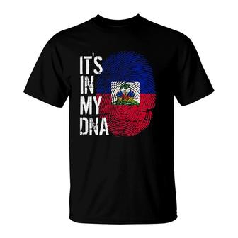 Haitian Pride Fingerprint - It's In My Dna Haiti Flag T-Shirt | Mazezy