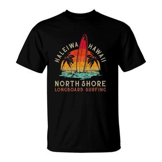 Haleiwa Hawaii Oahu North Shore Beach Longboard Surfing Gift T-Shirt | Mazezy