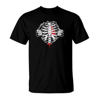 Halloween Skeleton Ribcage Zombie Costume T-Shirt | Mazezy