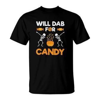 Halloween Will Dab For Candy Skeleton Dancing Pumpkin T-Shirt | Mazezy