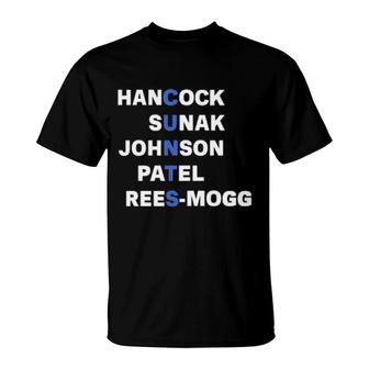 Hancock Sunak Johnson Patel Rees-Mogg T-Shirt | Mazezy CA