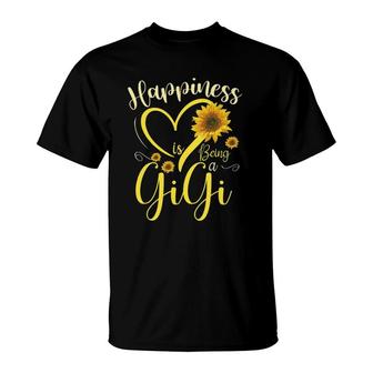 Happiness Is Being A Gigi Sunflower Mother's Day Grandma T-Shirt | Mazezy