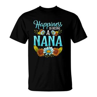 Happiness Is Being A Nana Cute Floral Mothers Day Gifts T-Shirt | Mazezy