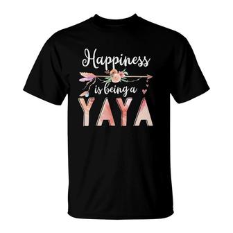 Happiness Is Being A Yaya Floral Mother's Day Grandma T-Shirt | Mazezy