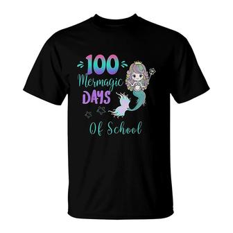Happy 100 Days Of School Pre-k 1st Grade Mermaid Outfit T-Shirt | Mazezy