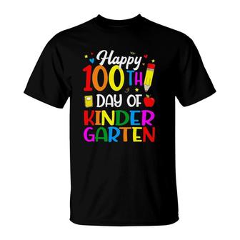 Happy 100Th Day Of Kindergarten Teacher And Student T-Shirt | Mazezy UK