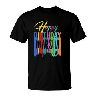 Happy Birthday Marsha Personalized Name Gift Custom B-Day T-Shirt | Mazezy