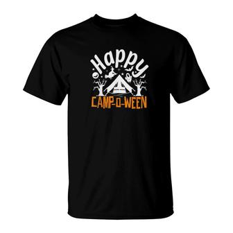 Happy Camp-O-Ween Halloween Camping Camper Lovers Gift T-Shirt | Mazezy