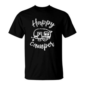 Happy Camper Vacation Funny Camping T-Shirt | Mazezy