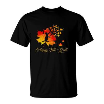 Happy Fall Y'all Cute Cats Cat Mom Cat Lovers T-Shirt | Mazezy