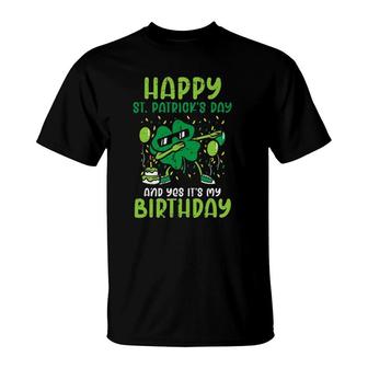 Happy St Patricks Day Birthday Shamrock Dab Bday Party Kids T-Shirt | Mazezy
