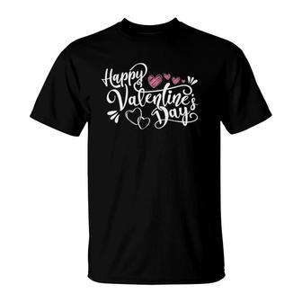 Happy Valentine's Day Lovely Handwritten Lettering Design T-Shirt | Mazezy