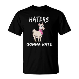 Haters Gonna Hate Llama Mama Lgbt Rainbow Pink Scarf T-Shirt | Mazezy