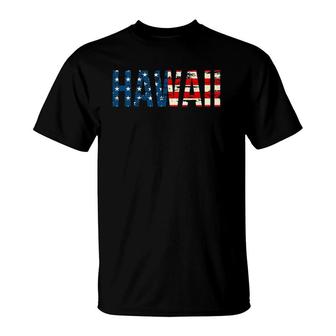 Hawaii American Flag Statehood Day Usa Tropical Summer T-Shirt | Mazezy