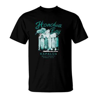 Hawaii Honolua Bay Maui Vintage Hawaiian Surfing T-Shirt | Mazezy