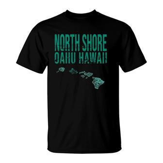 Hawaii Oahu North Shore Hawaiian Islands Map T-Shirt | Mazezy