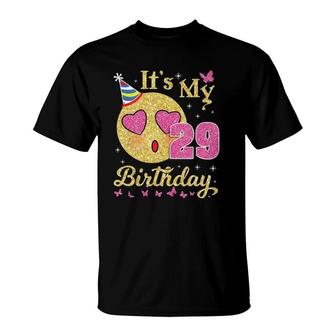 Heart Eye Face And Butterfly Star It's My 29 Birthday Happy T-Shirt | Mazezy