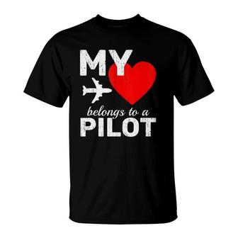 Heart Pilot Airplane Aircraft Sky Fly Couple Tee Copilot T-Shirt | Mazezy