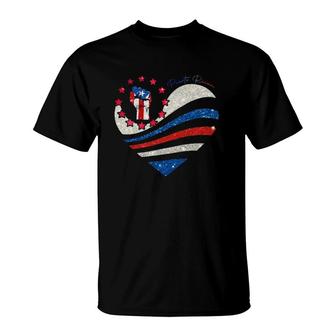 Heart Puerto Rican Flag Raised Fist Puerto Rico T-Shirt | Mazezy