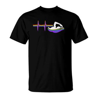 Heartbeat Swim Team Swimmer Funny Gift For Men Women Kids T-Shirt | Mazezy