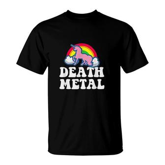 Heavy Metal Unicorn Rainbow Clouds Death Metal T-shirt - Thegiftio UK