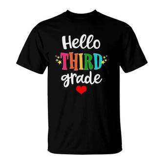 Hello 3Rd Grade Colorful Third Grade Teacher Kids Gift T-Shirt | Mazezy