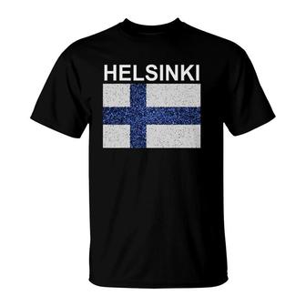 Helsinki Finland Flag Artistic Finnish T-Shirt | Mazezy