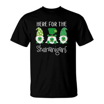 Here For The Shenanigans St Patrick's Day Gnome T-Shirt | Mazezy