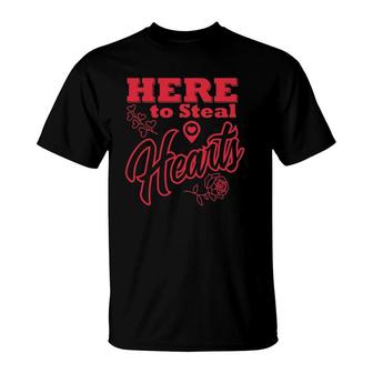 Here To Steal Hearts Valentine's Date Gift T-Shirt | Mazezy DE