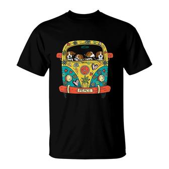 Hippie Car Hippy Style Beagle T-Shirt | Mazezy