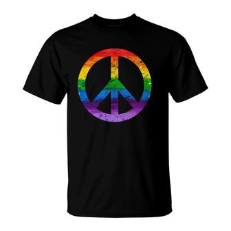 Hippie Peace Sign Lgbt Flag Rainbow Pride Gay Lesbian Flags T-Shirt | Mazezy