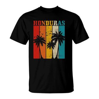 Honduras Vintage Palm Trees Surfer Souvenir T-Shirt | Mazezy