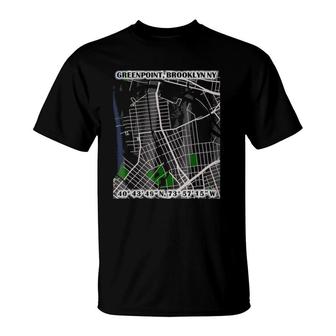 Hood Map Art Greenpoint Brooklyn T-Shirt | Mazezy