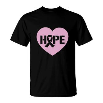 Hope Awareness Heart Shaped Ribbon T-Shirt | Mazezy