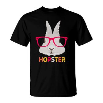 Hopster Hipster Easter Bunny Happy Easter Day 2022 T-Shirt - Seseable
