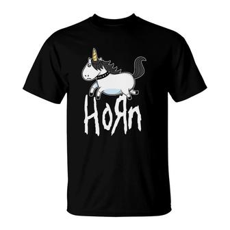 Horn Funny Emo Unicorn Heavy Rock Band Fan T-Shirt | Mazezy