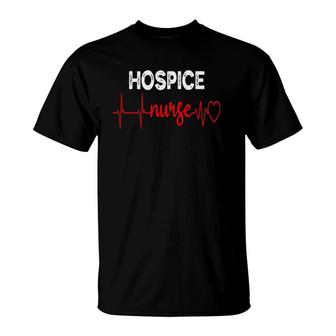 Hospice Nurse Ekg Heartbeat End Of Life Terminal Care T-Shirt | Mazezy