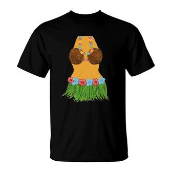 Hula Dancer  Lei Flowers Coconut Bra Grass Skirt T-Shirt