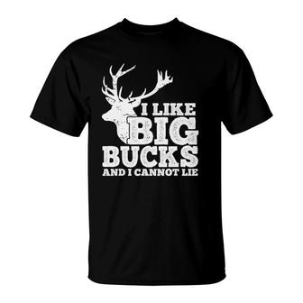 Hunter I Like Big Bucks And I Cannot Lie Deer Hunting Pun T-Shirt | Mazezy