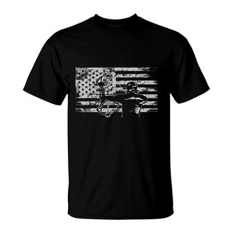 Hunting Archer American Flag Bowhunting Hunter Men T-Shirt - Thegiftio UK